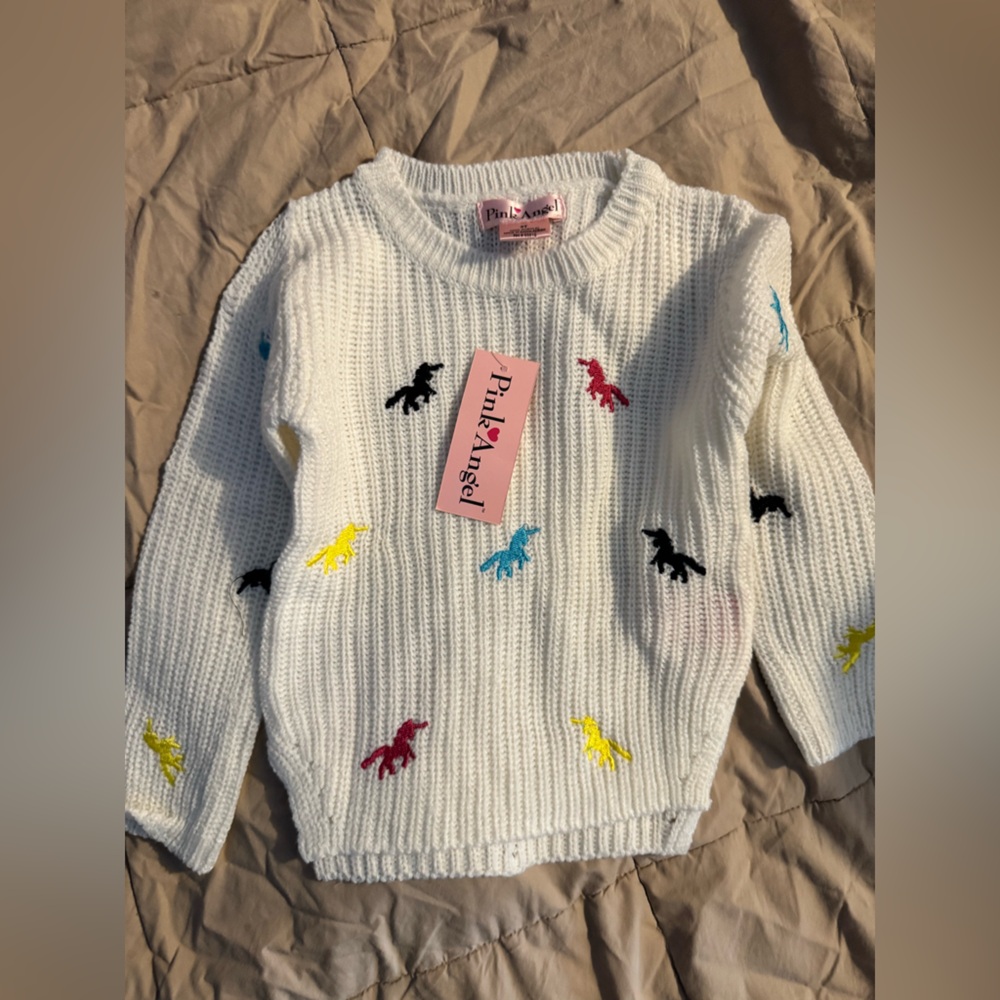 Kids Unicorn Sweater - White